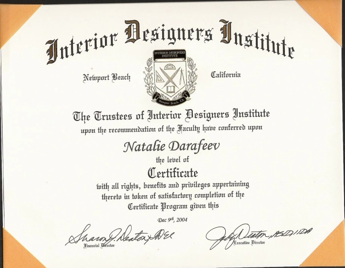 Best interior design certification